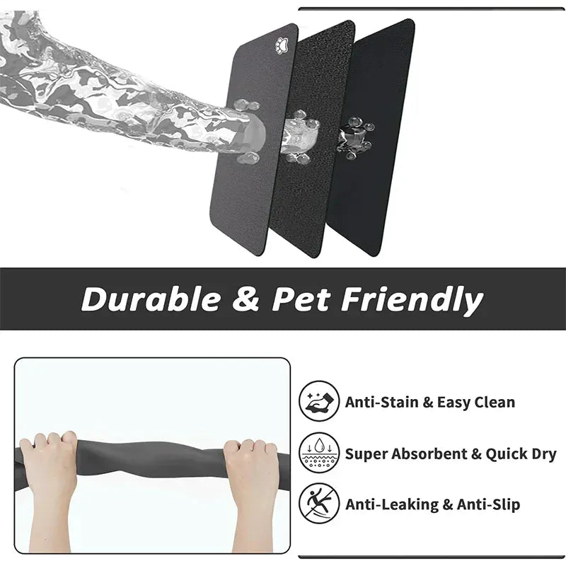 Pet Feeding Mat for Dogs & Cats | Absorbent, Quick-Dry Food & Water Placemat | Easy-to-Clean Non-Slip Pet Bowl Mat