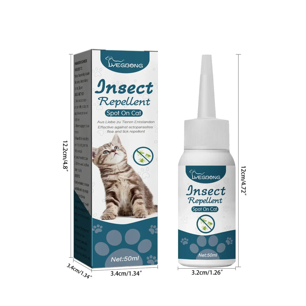 Pet Flea Killer Drops - 50ml Anti-Flea Treatment for Cats & Dogs, Tick Lice Mite Removal with Itching Relief, Ringworm Treatment