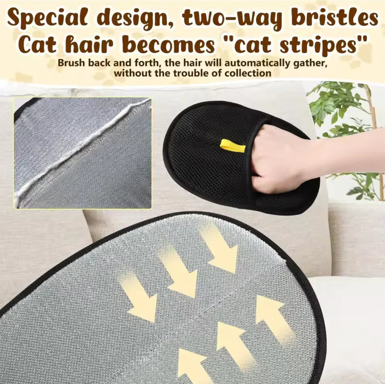 Pet Hair Removal Gloves - Reusable Double-Sided Grooming Gloves for Dogs & Cats, Static Fur Remover for Furniture & Carpets