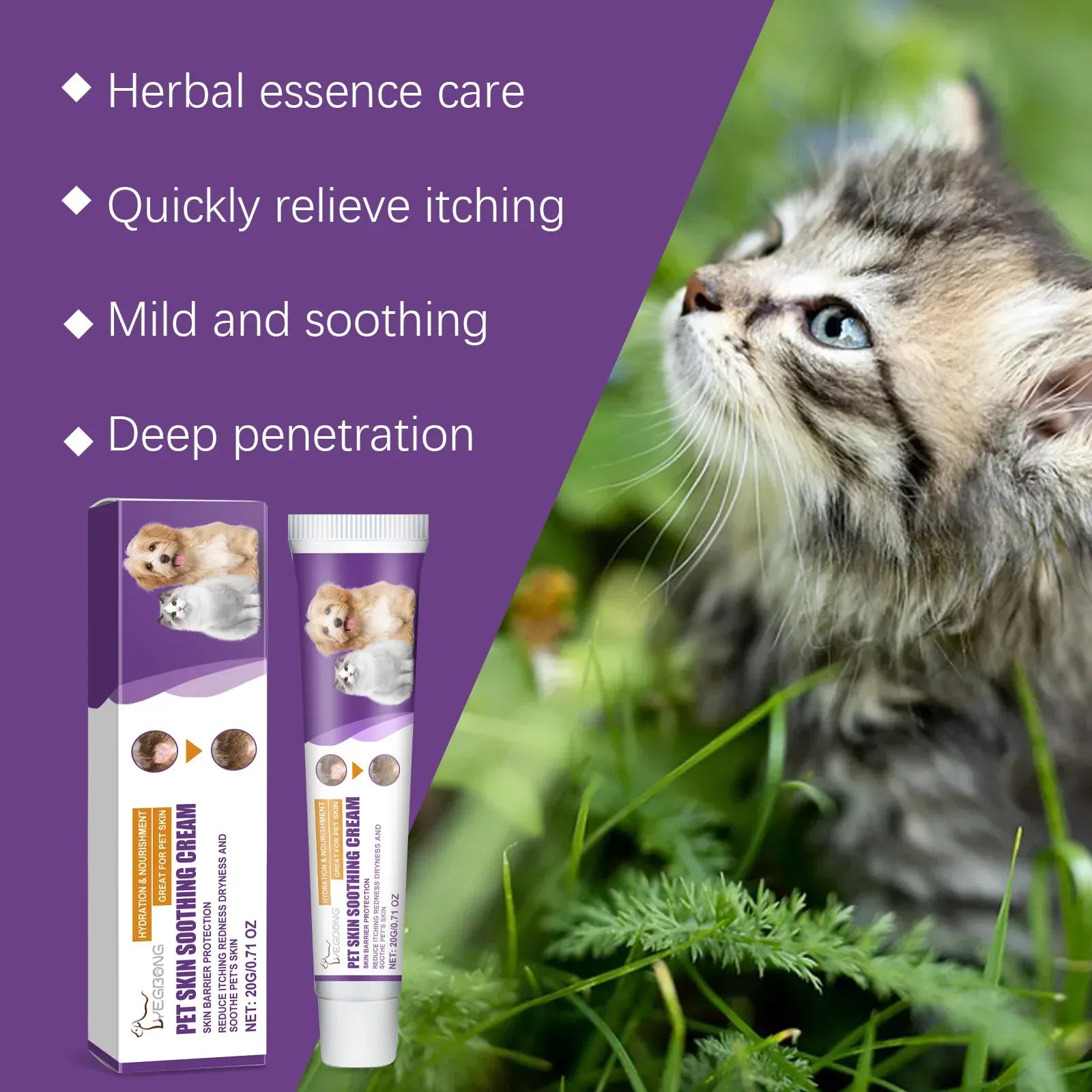 Pet Skin Care Cream - Soothing Balm for Dogs & Cats with Dry Itchy Skin