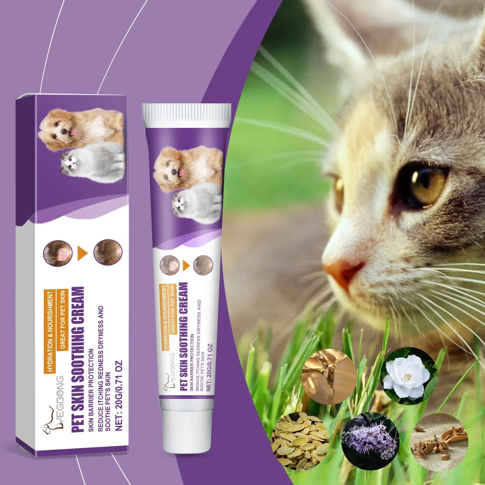 Pet Skin Care Cream - Soothing Balm for Dogs & Cats with Dry Itchy Skin