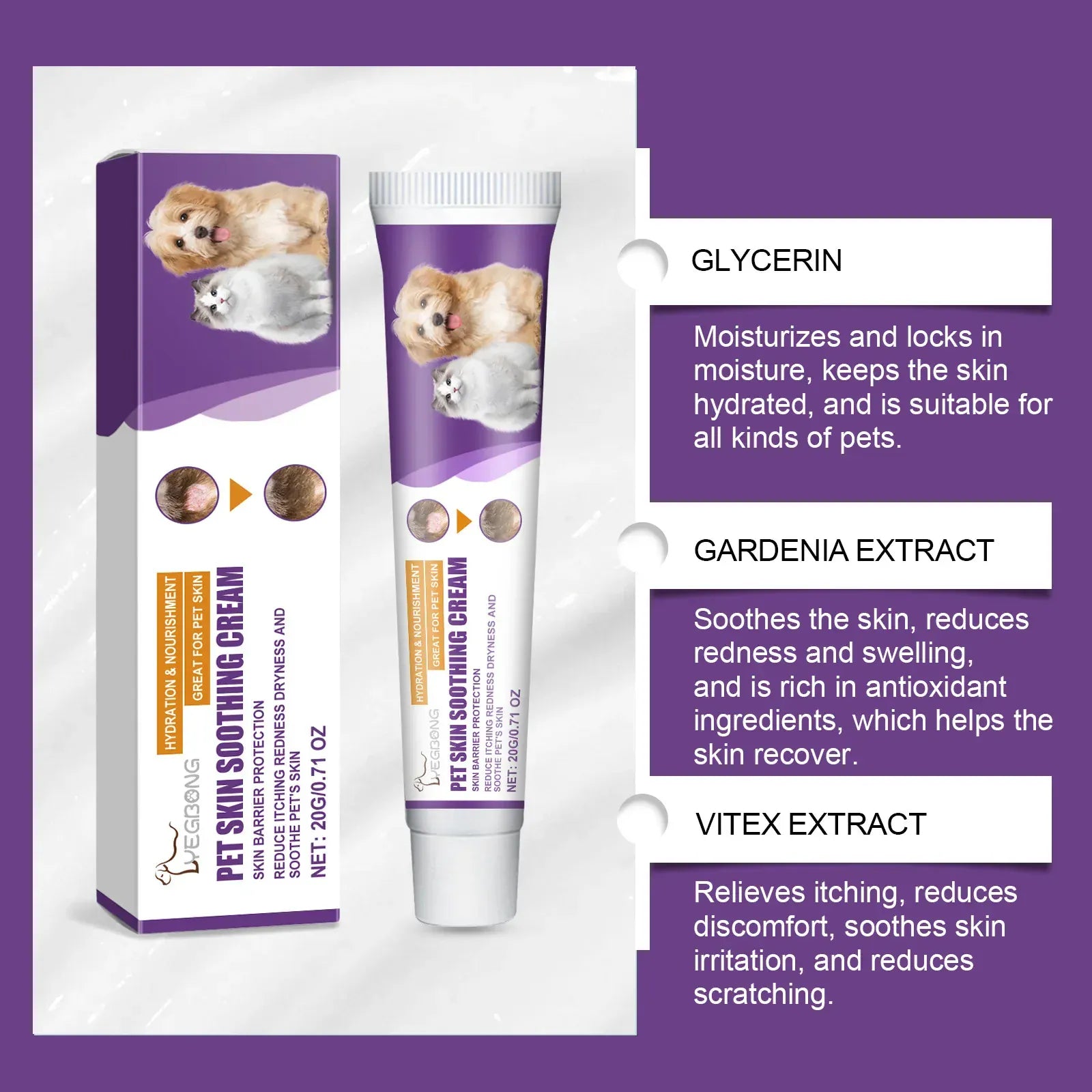 Pet Skin Care Cream - Soothing Balm for Dogs & Cats with Dry Itchy Skin