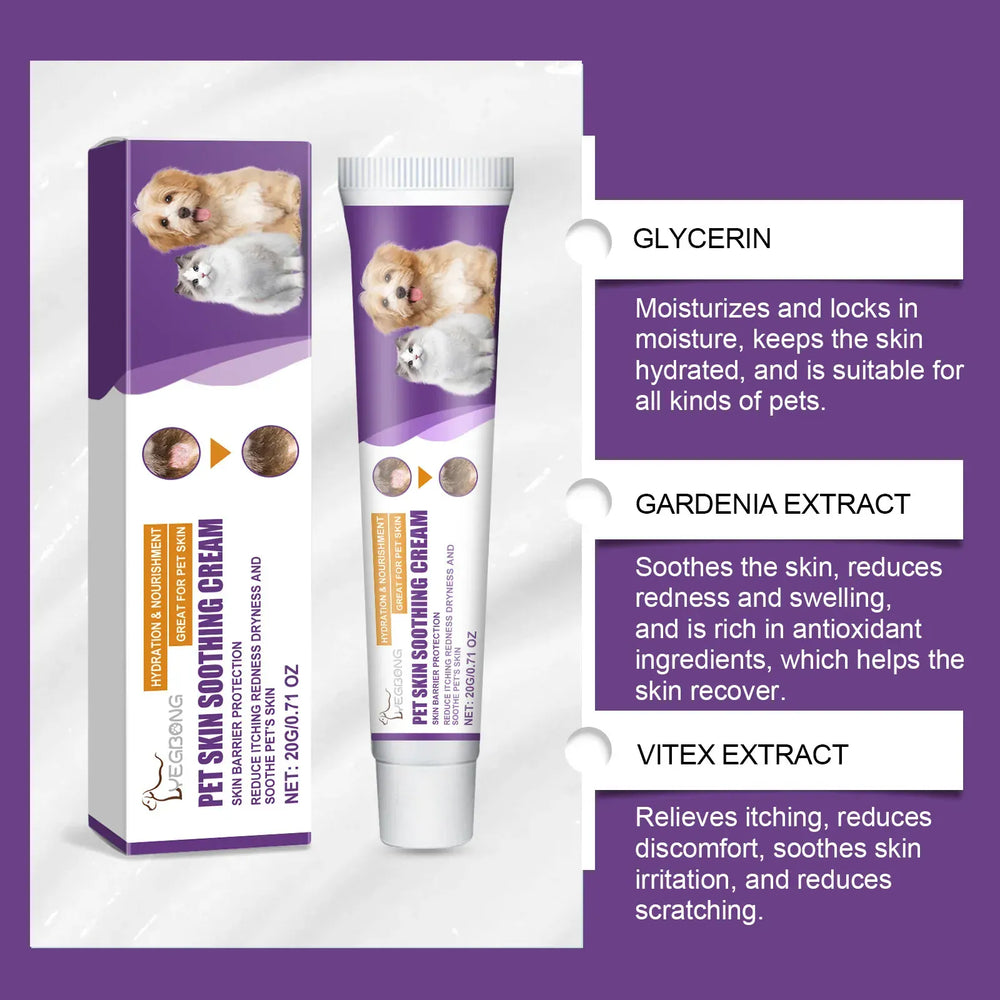 Pet Skin Care Cream - Soothing Balm for Dogs & Cats with Dry Itchy Skin
