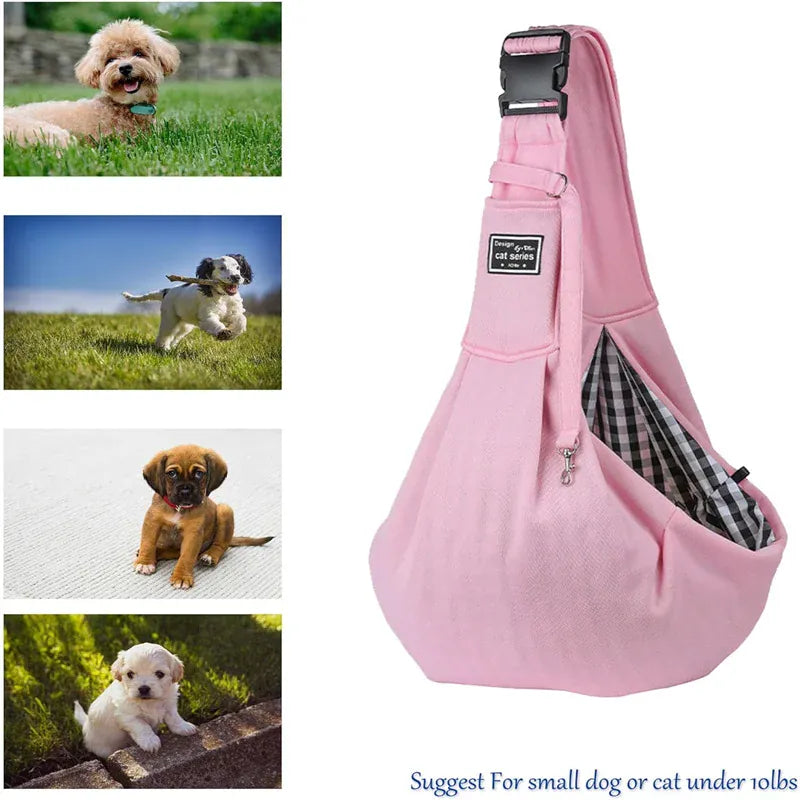 Pet Sling Carrier Bag - Adjustable Shoulder Tote for Small Dogs & Cats