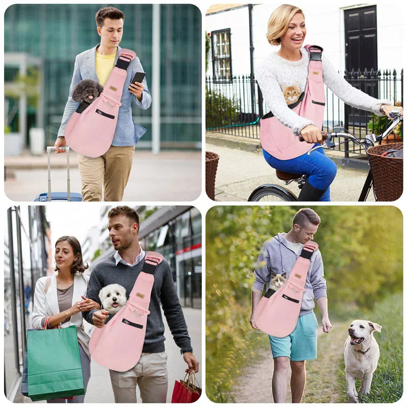 Pet Sling Carrier Bag - Adjustable Shoulder Tote for Small Dogs & Cats