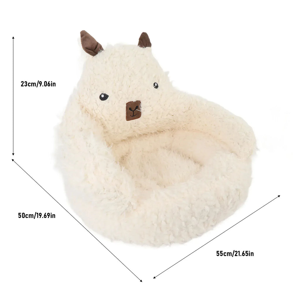 Pet Sofa Bed - Winter Warm Plush Cat Dog Bed with Removable Mat
