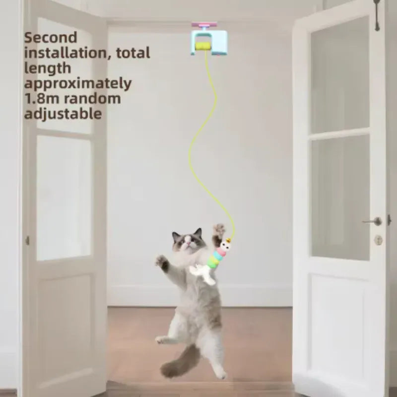 Pet Stress Relief Cat Toy – Rechargeable Interactive Hanging Door Toy with Automatic Electric Flying Bird for Hunting & Play