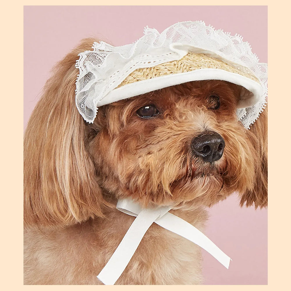 Pet Sun Hat with Bow – Adjustable Summer Sunshade Hat for Dogs & Cats
