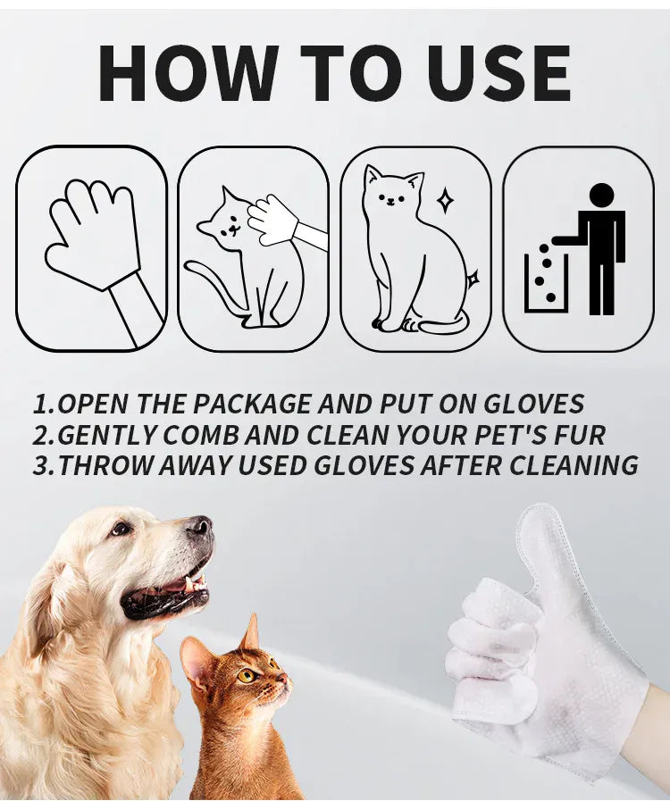 Pet supplies, pet disposable gloves, bathing and cleaning for cats and dogs, dry cleaning, wet wipes, and gloves.