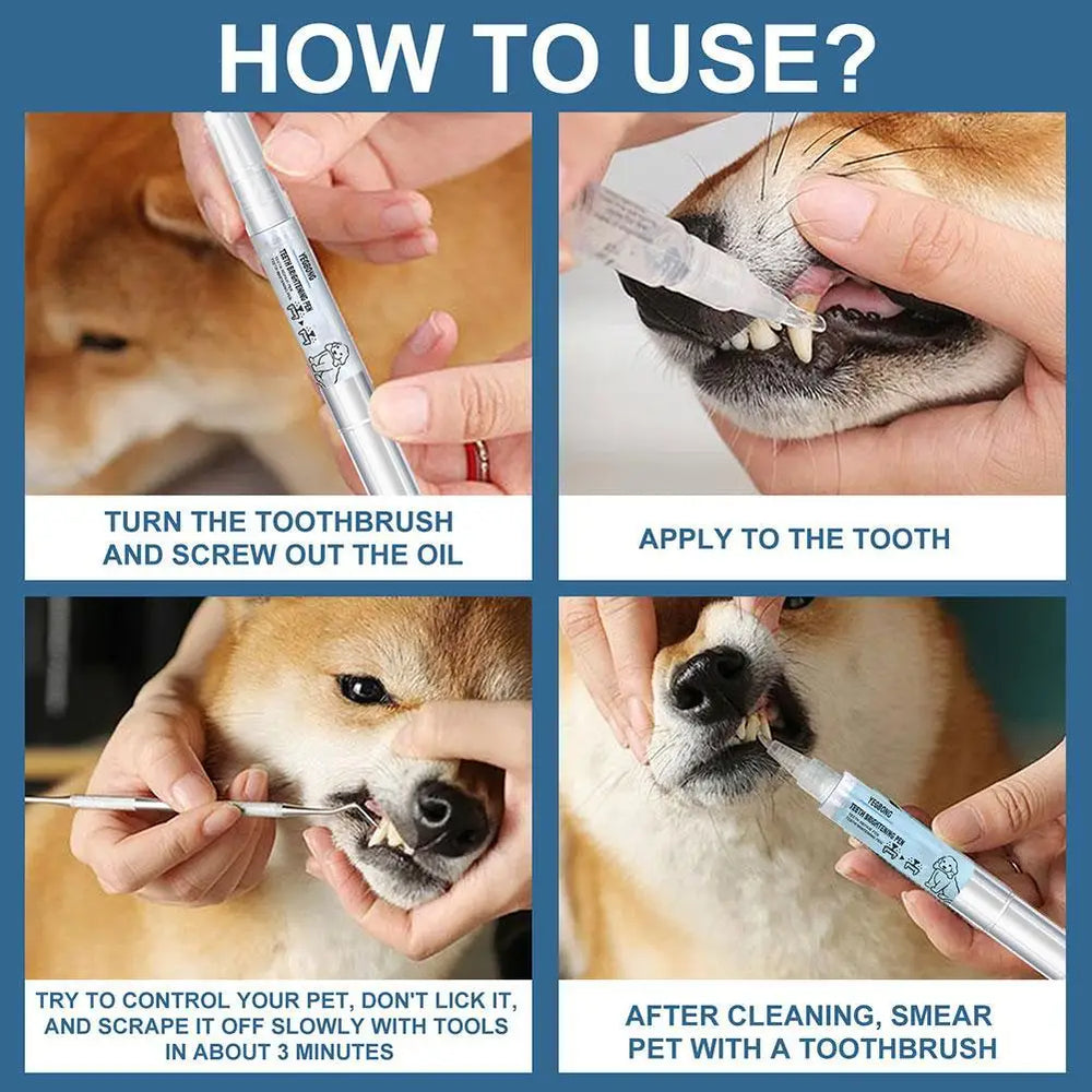 Pet Teeth Cleaning Pen for Dogs & Cats - 2-Pack Dental Care Kit, Tartar Remover & Tooth Whitening Stick, Easy Oral Hygiene Solution for Fresh Breath