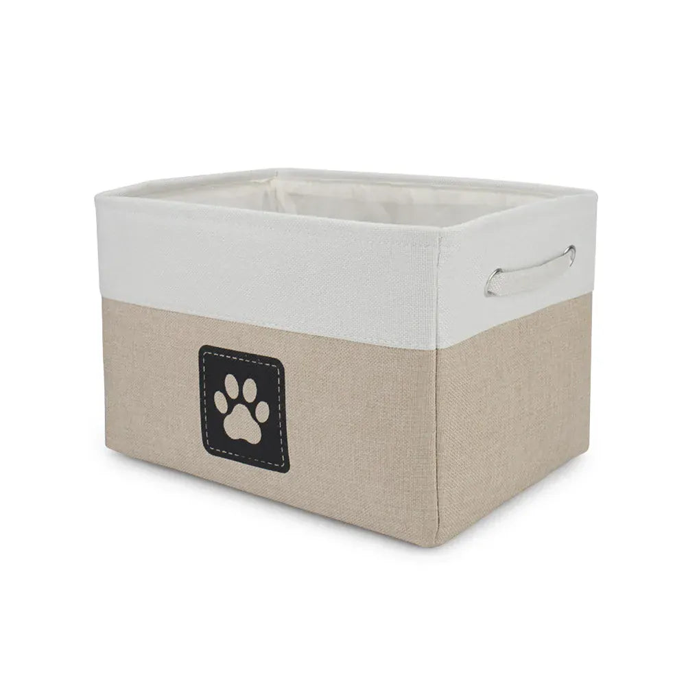 Pet Toy Storage Basket Foldable Paw Dog Cat Clothes Box Accessories Organize Bin
