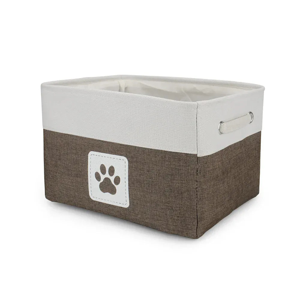 Pet Toy Storage Basket Foldable Paw Dog Cat Clothes Box Accessories Organize Bin