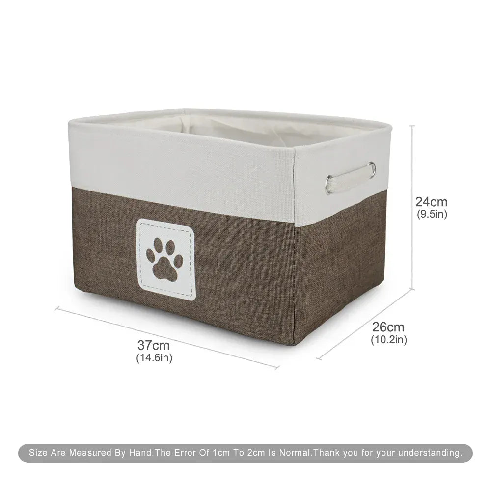 Pet Toy Storage Basket Foldable Paw Dog Cat Clothes Box Accessories Organize Bin
