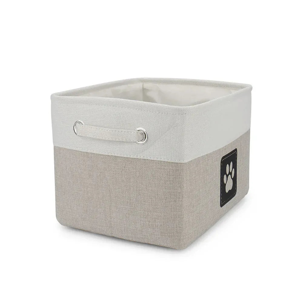 Pet Toy Storage Basket Foldable Paw Dog Cat Clothes Box Accessories Organize Bin
