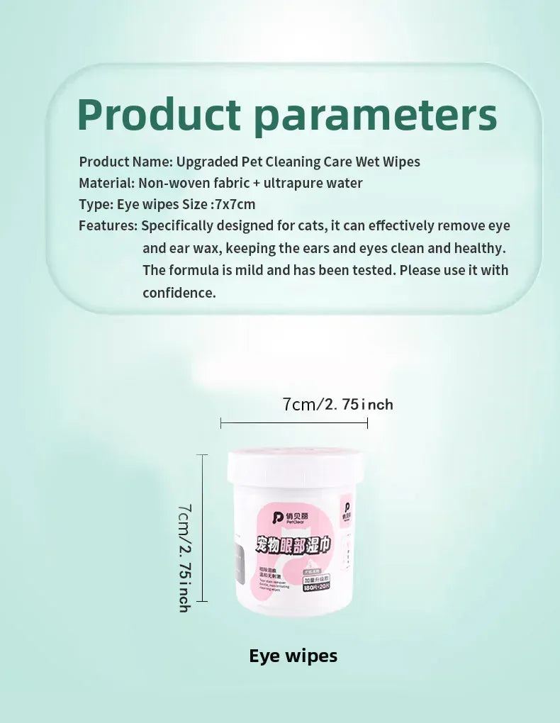 PetClear 200pcs Pet Eye Wipes | Tear Stain Remover for Dogs & Cats | Gentle Daily Eye Care & Cleaning Wet Wipes