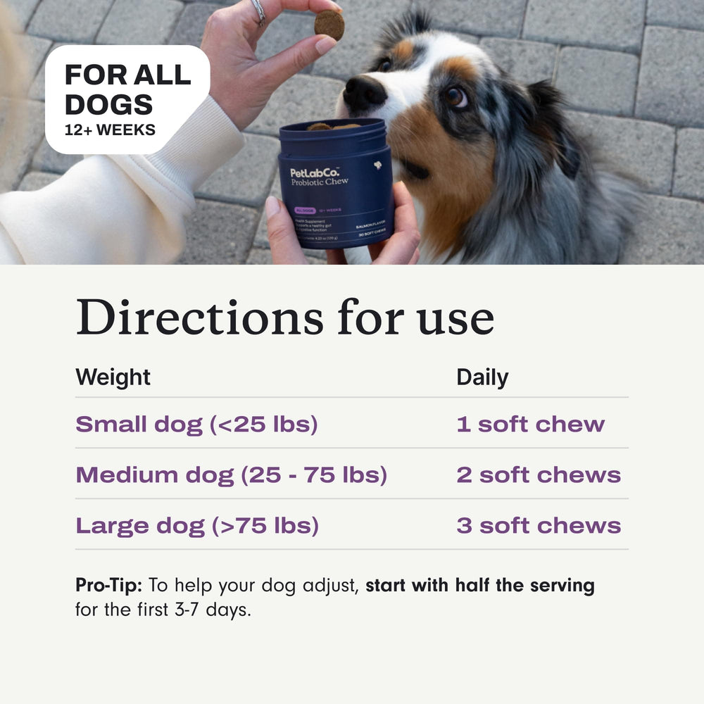 PetLab Co. Probiotics for Dogs – Digestive Health Support with Salmon Flavor, 30 Soft Chews