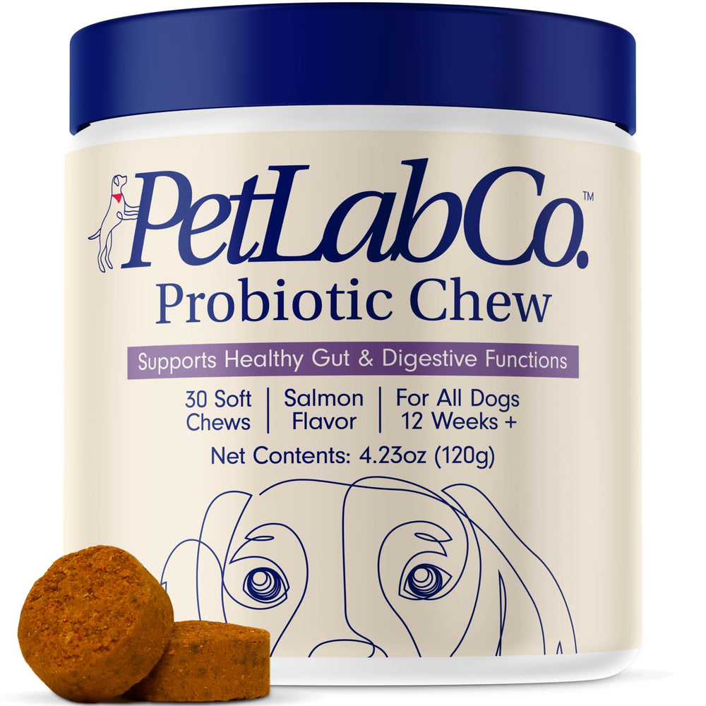 PetLab Co. Probiotics for Dogs – Digestive Health Support with Salmon Flavor, 30 Soft Chews