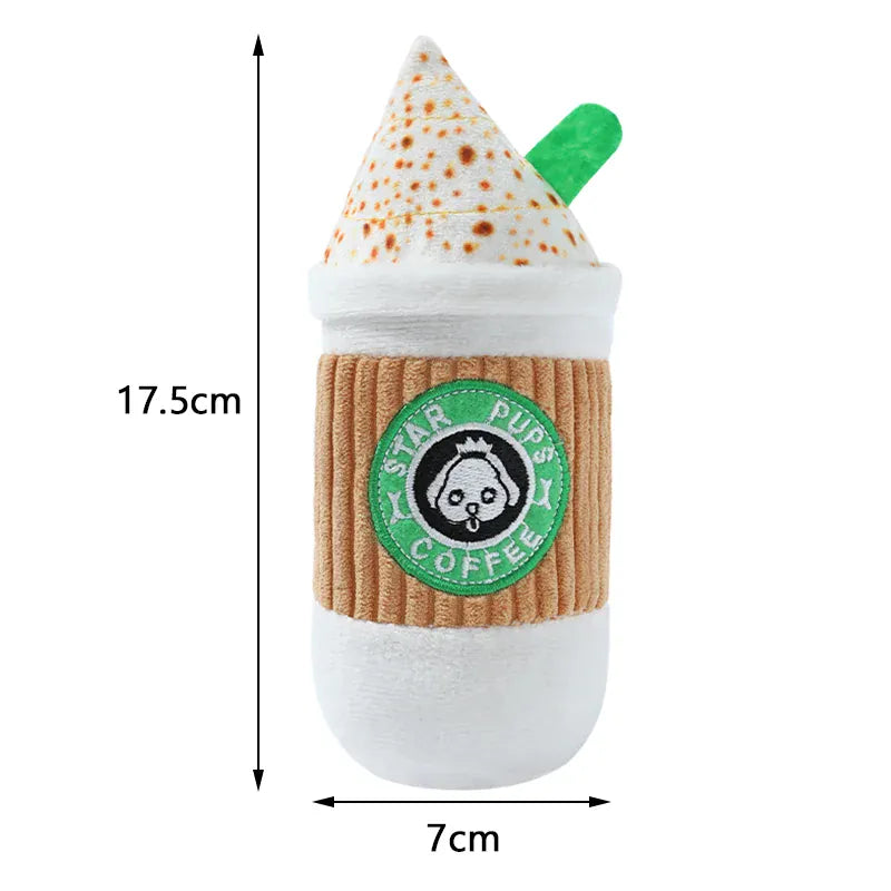 Plush Dog Toy Doughnut & Pizza Shape | Squeaky Chew Toy for Puppies & Dogs | Teeth Cleaning Soft Bite-Resistant Pet Toy