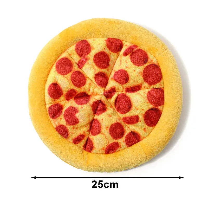 Plush Dog Toy Doughnut & Pizza Shape | Squeaky Chew Toy for Puppies & Dogs | Teeth Cleaning Soft Bite-Resistant Pet Toy