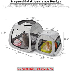 Portable Cat Playpen Tent – Trapezoidal Foldable Pet Playpen for Indoor & Outdoor Use