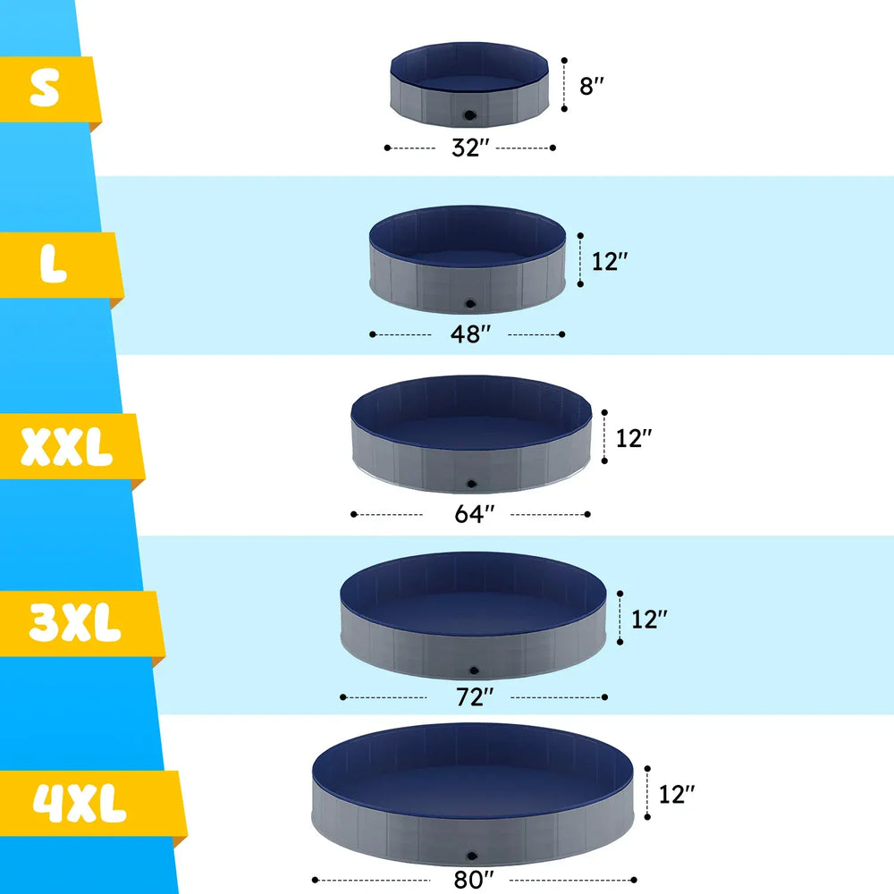 Portable Dog Pool, Foldable Pet Swimming Tub, Anti-Slip Collapsible Pet Bathtub, Hard Plastic Bath Pool for Pets Dogs and Cats