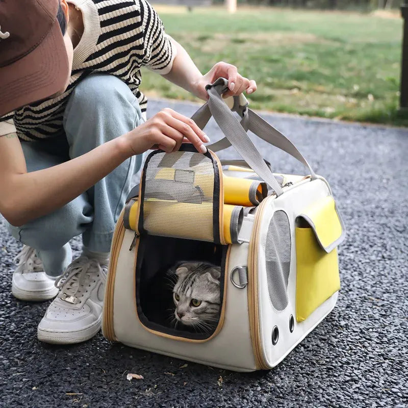 Portable Pet Sling Bag - Large Capacity Breathable Cat & Dog Carrier, Summer Outdoor Single Shoulder Cross-Body Bag for Medium Pets