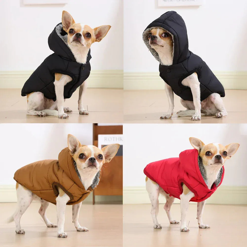 Premium Hooded Cat & Dog Coat - Windproof Fleece Jacket with D-Ring