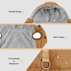Premium Hooded Cat & Dog Coat - Windproof Fleece Jacket with D-Ring