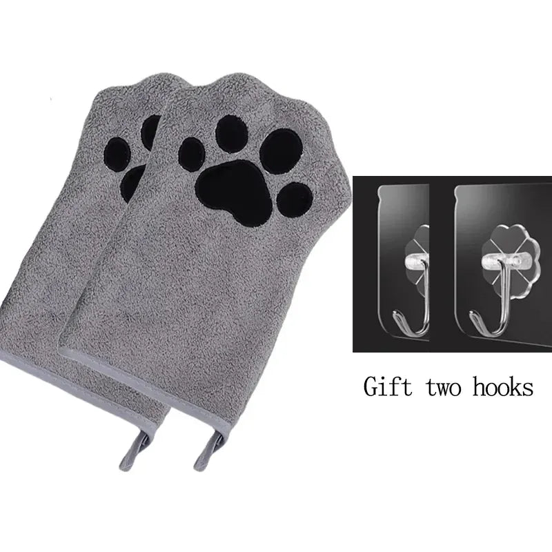Quick-Dry Pet Bath Gloves – Absorbent Dog & Cat Drying Gloves with Paw Print Design