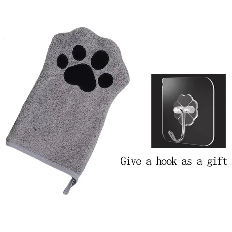 Quick-Dry Pet Bath Gloves – Absorbent Dog & Cat Drying Gloves with Paw Print Design