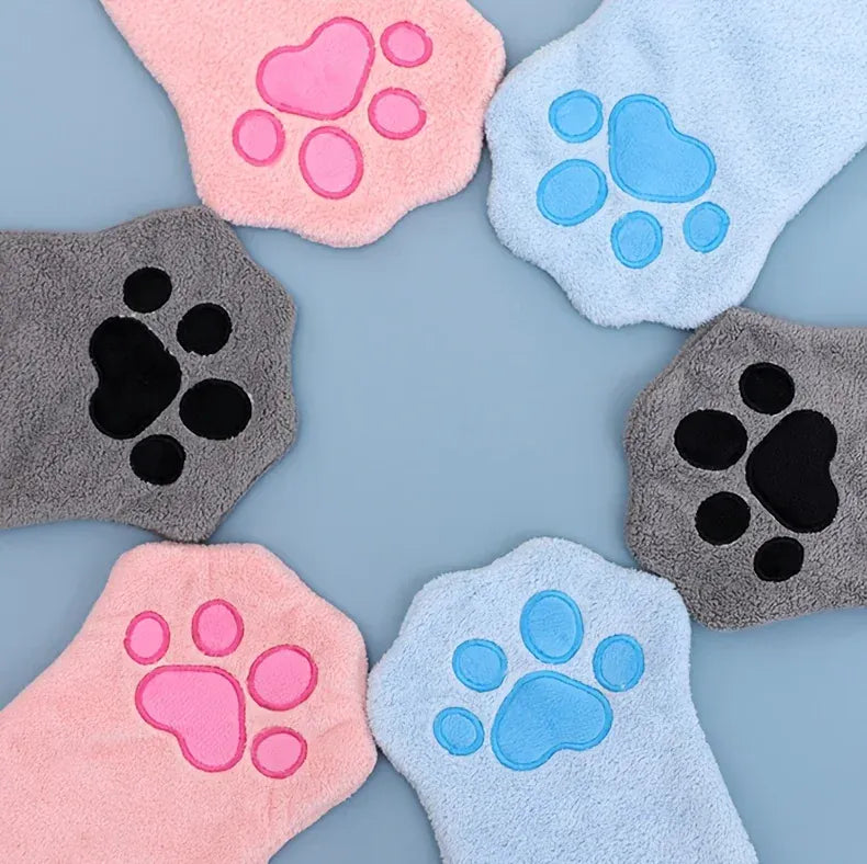 Quick-Dry Pet Bath Gloves – Absorbent Dog & Cat Drying Gloves with Paw Print Design