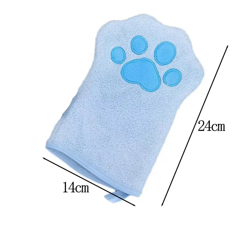 Quick-Dry Pet Bath Gloves – Absorbent Dog & Cat Drying Gloves with Paw Print Design