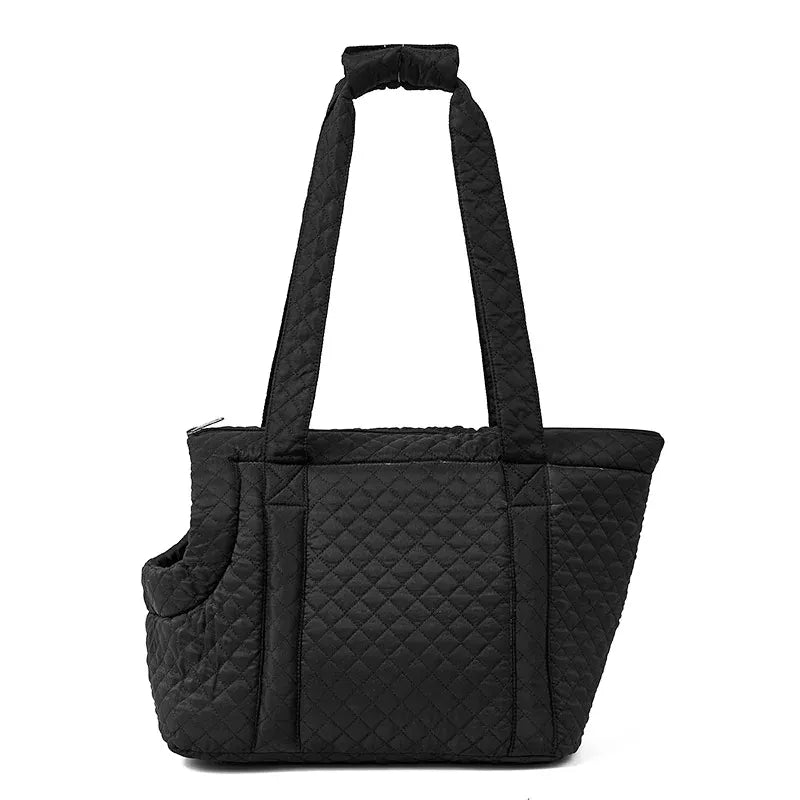 Quilted Pet Handbag - Ultra-Light Single Shoulder Cat Carrier Bag, Winter Cotton Pet Carrying Sling for Small Dogs & Cats