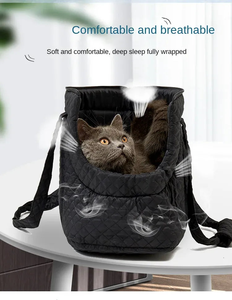 Quilted Pet Handbag - Ultra-Light Single Shoulder Cat Carrier Bag, Winter Cotton Pet Carrying Sling for Small Dogs & Cats