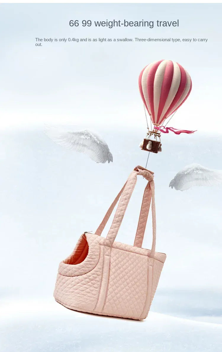 Quilted Pet Handbag - Ultra-Light Single Shoulder Cat Carrier Bag, Winter Cotton Pet Carrying Sling for Small Dogs & Cats