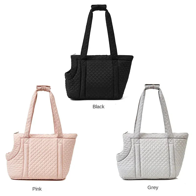Quilted Pet Handbag - Ultra-Light Single Shoulder Cat Carrier Bag, Winter Cotton Pet Carrying Sling for Small Dogs & Cats