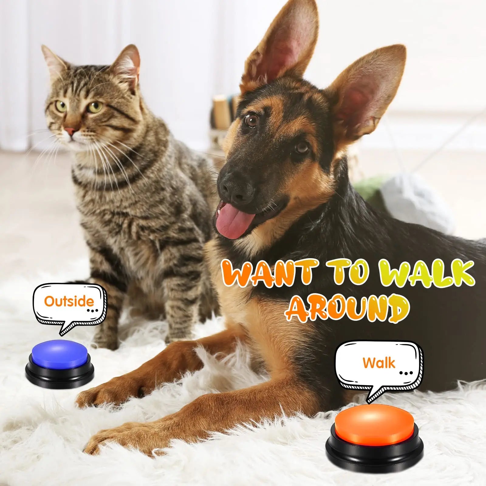 Recordable Talking Buttons for Dogs & Cats - 30s Voice Training Communication Kit