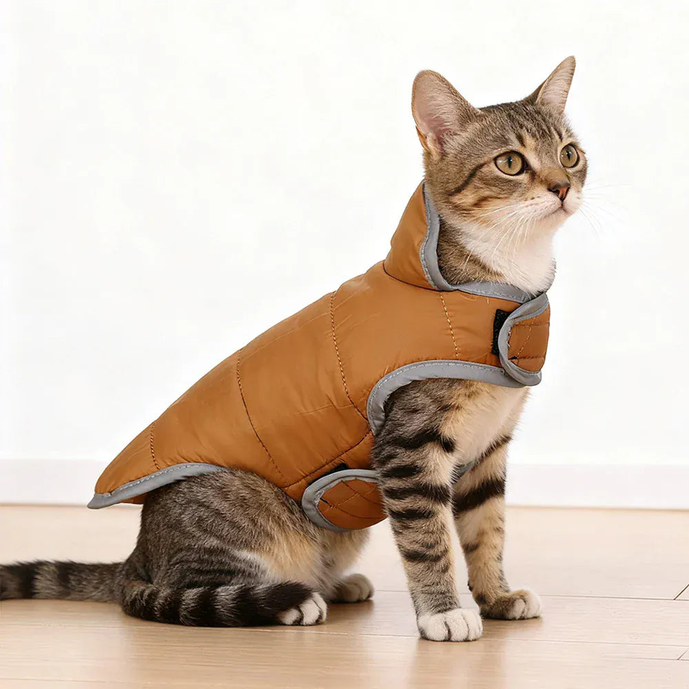 Reflective Pet Clothes | Reversible Kitten Jacket & Winter Fleece Coat | Warm Cat Costume for Small Cats & Sphynx