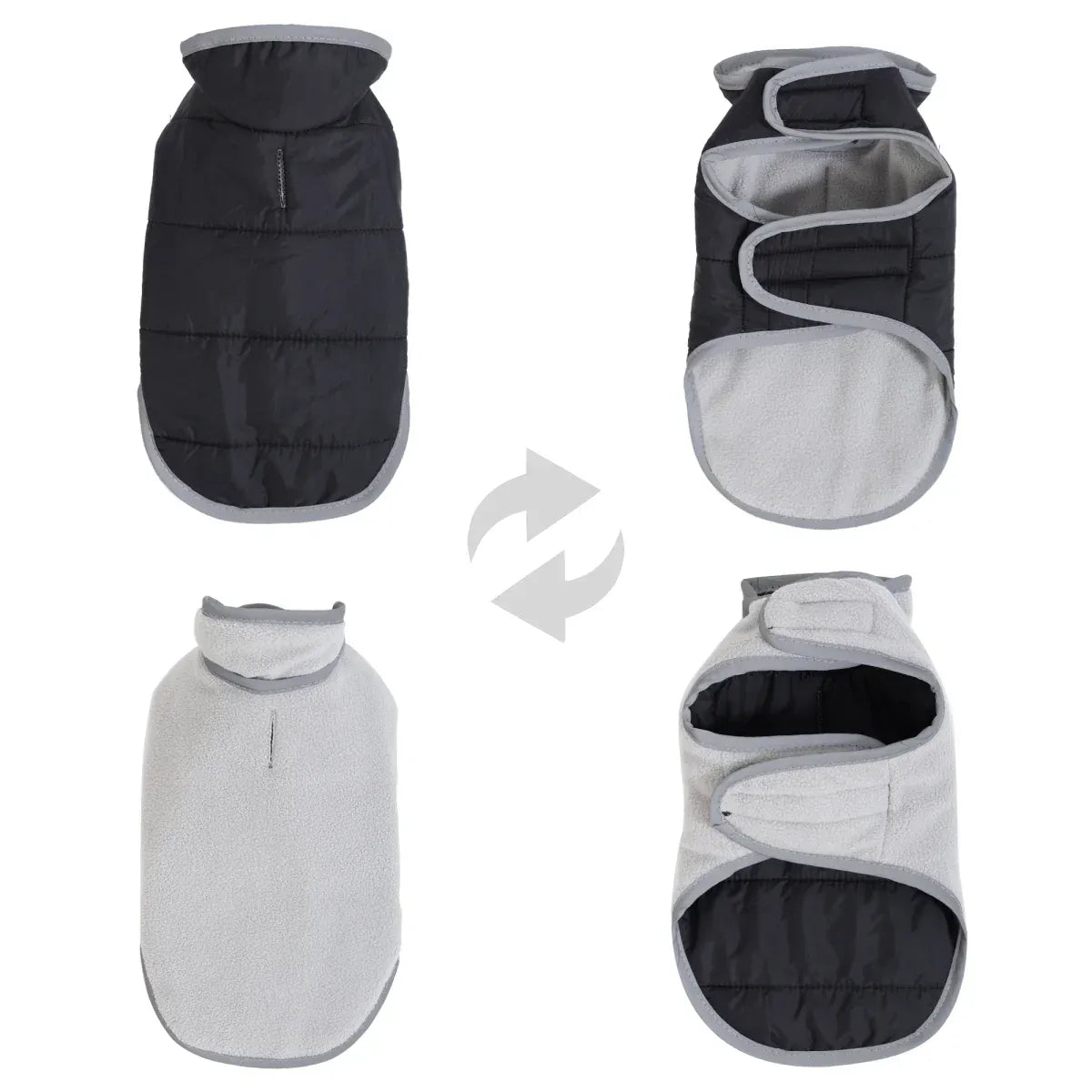 Reversible Fleece Pet Jacket - Waterproof Coat with Leash Hole & Reflective Strips
