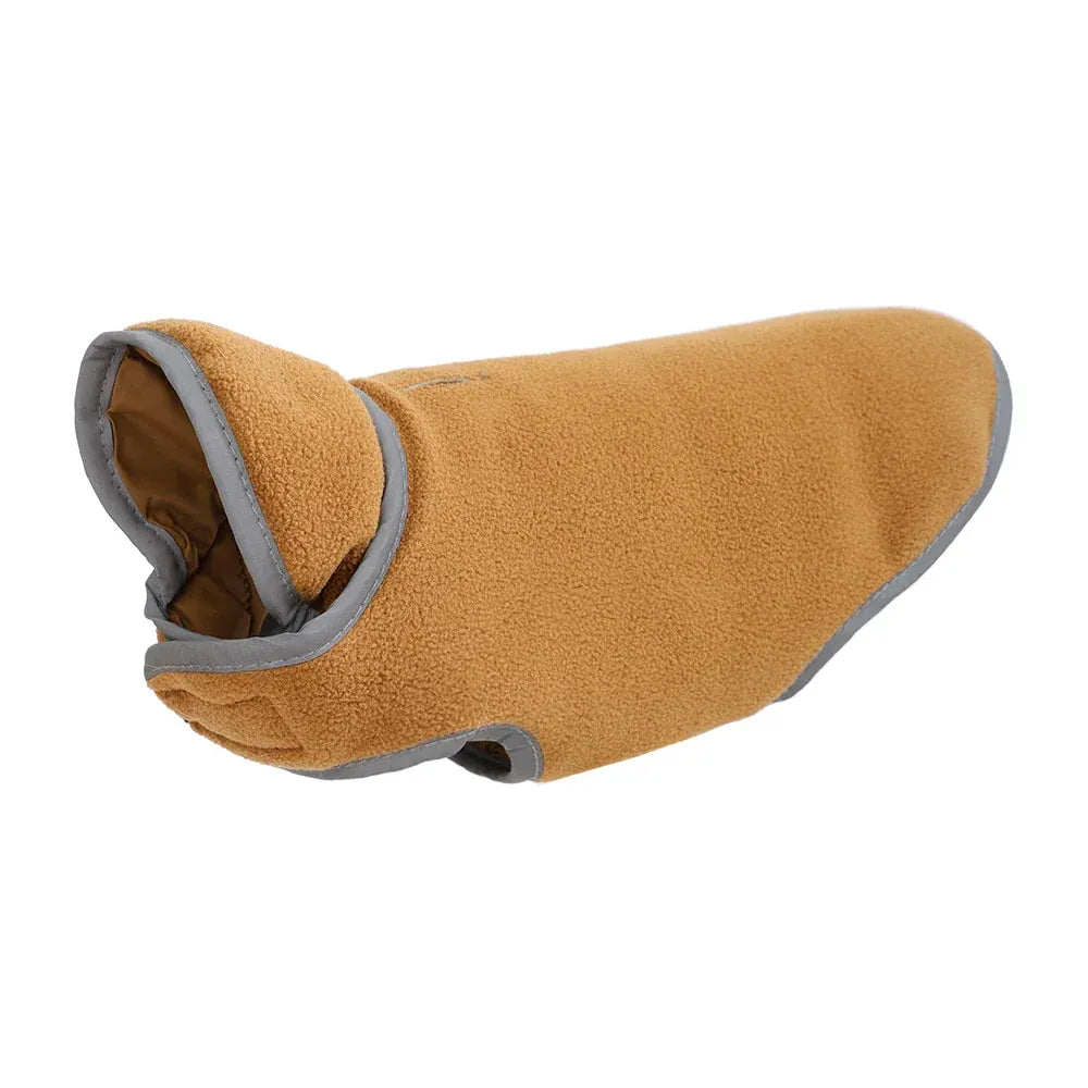 Reversible Fleece Pet Jacket - Waterproof Coat with Leash Hole & Reflective Strips