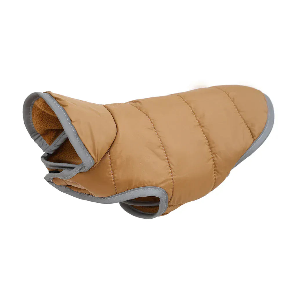 Reversible Fleece Pet Jacket - Waterproof Coat with Leash Hole & Reflective Strips