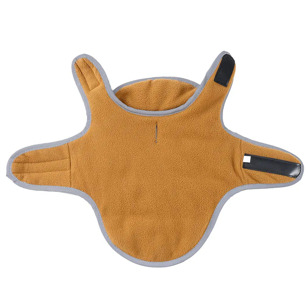 Reversible Fleece Pet Jacket - Waterproof Coat with Leash Hole & Reflective Strips