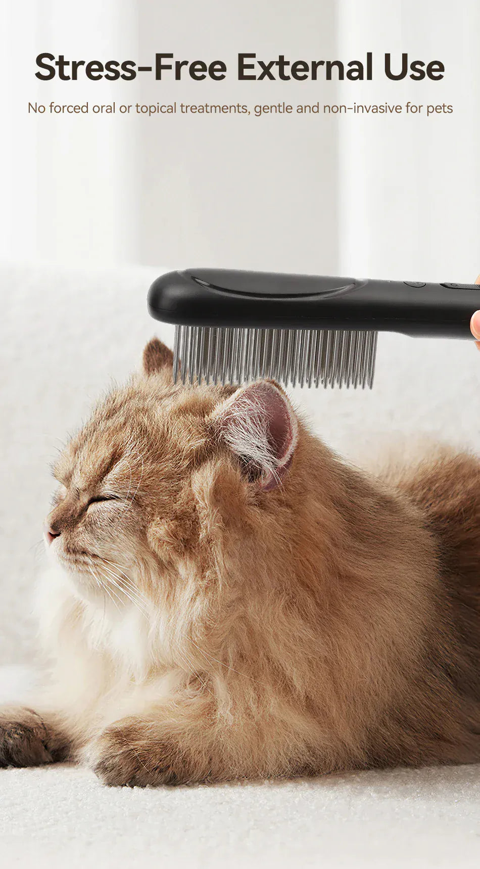 ROJECO Electric Flea Comb | Anti-Lice & Flea Removal Brush for Dogs & Cats | Multifunctional Hair Cleaner