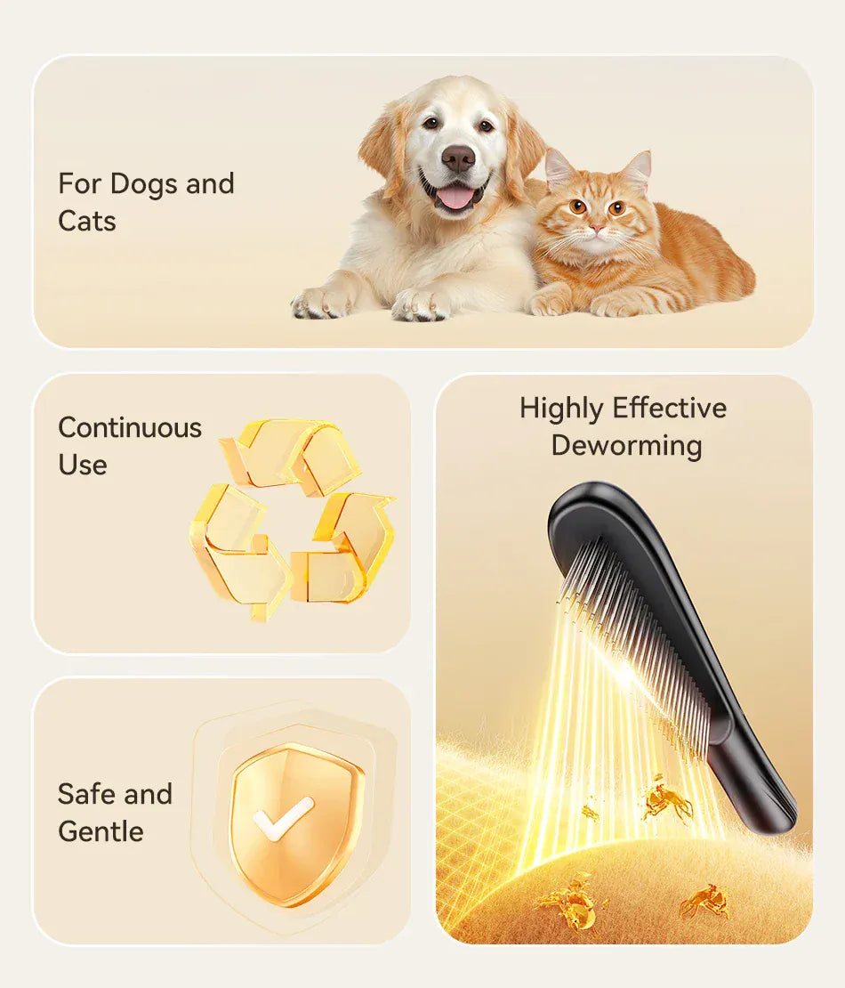 ROJECO Electric Flea Comb | Anti-Lice & Flea Removal Brush for Dogs & Cats | Multifunctional Hair Cleaner