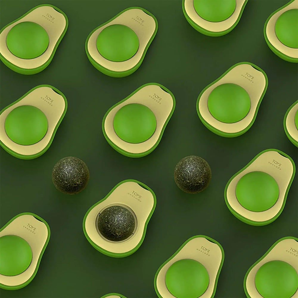 Rotatable Catnip Ball Toy with Wall Sucker - Interactive Lick Treat Avocado Toy with Catnip, Smart Play for Indoor Cats