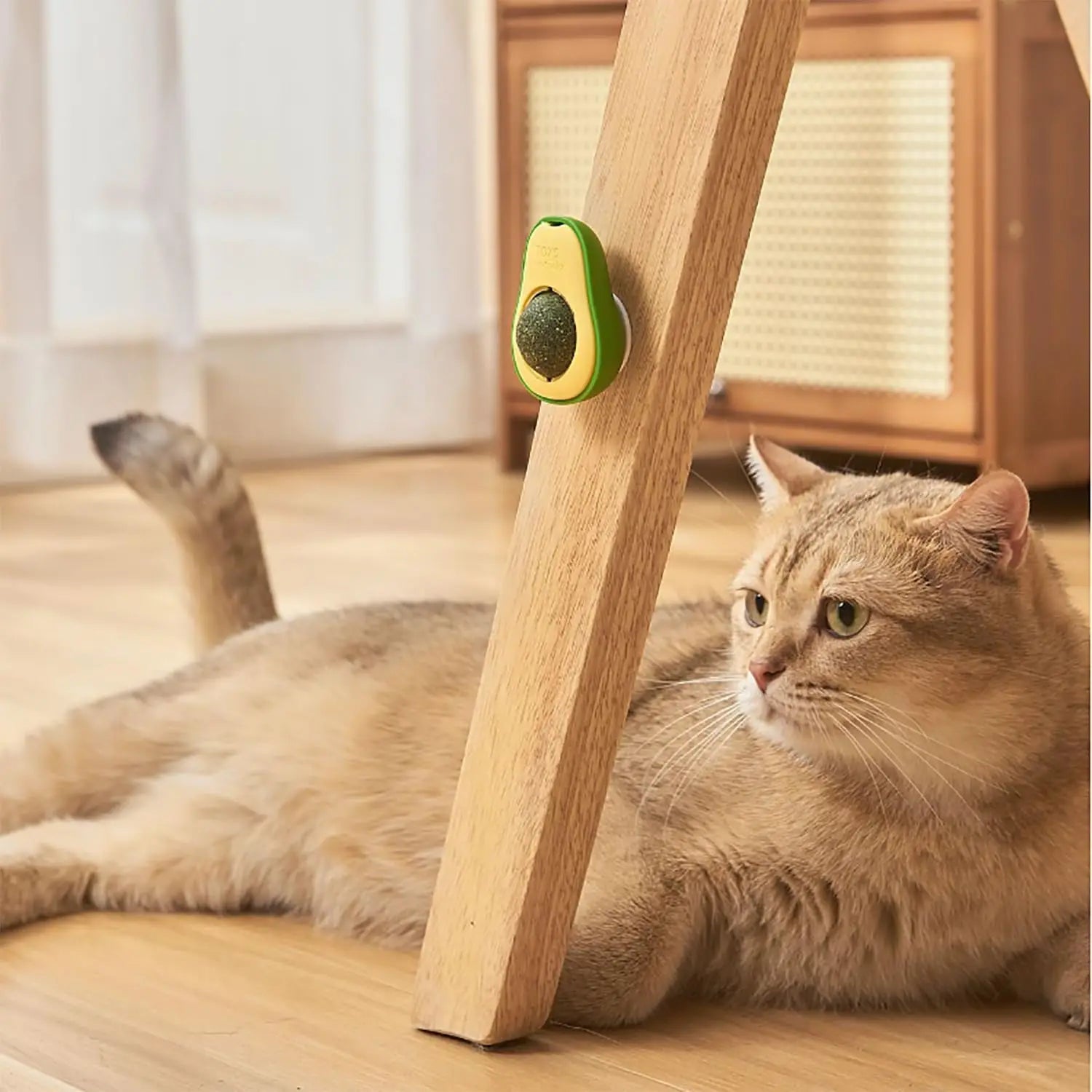 Rotatable Catnip Ball Toy with Wall Sucker - Interactive Lick Treat Avocado Toy with Catnip, Smart Play for Indoor Cats