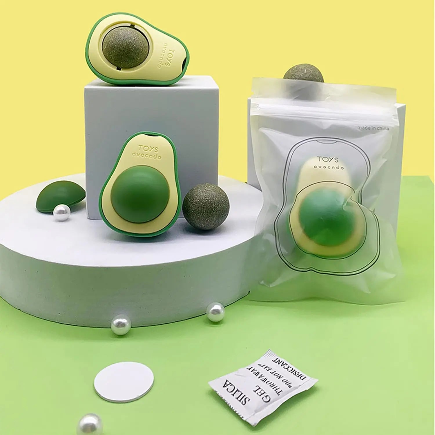 Rotatable Catnip Ball Toy with Wall Sucker - Interactive Lick Treat Avocado Toy with Catnip, Smart Play for Indoor Cats