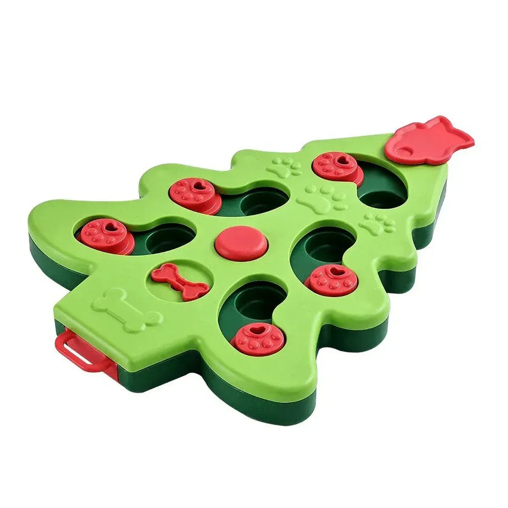 Rotating Bone & Sliding Module Pet Puzzle Toy | Anti-Slip Base | Mental Stimulation for Cats & Dogs | Interactive Green & Red Game