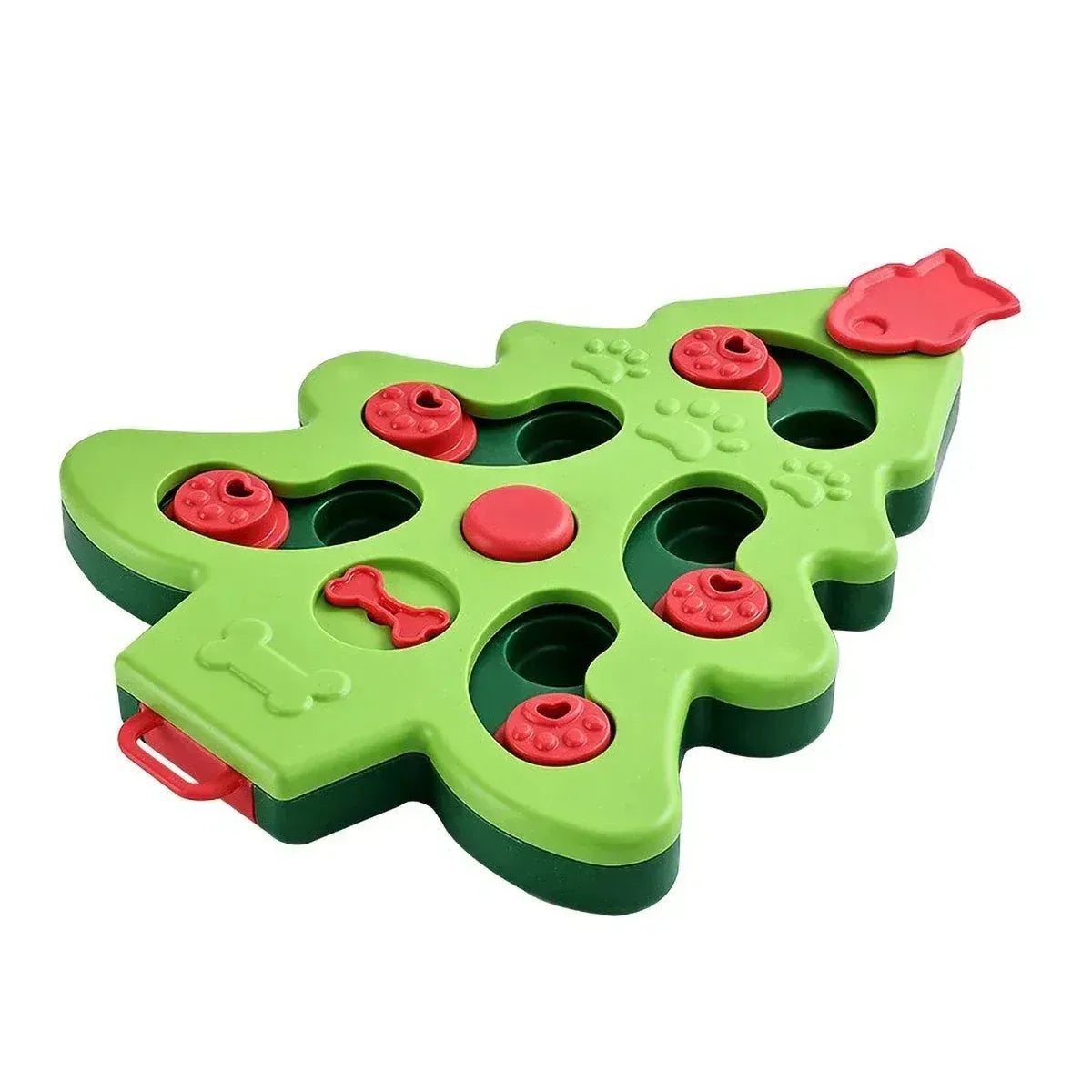 Rotating Bone & Sliding Module Pet Puzzle Toy | Anti-Slip Base | Mental Stimulation for Cats & Dogs | Interactive Green & Red Game