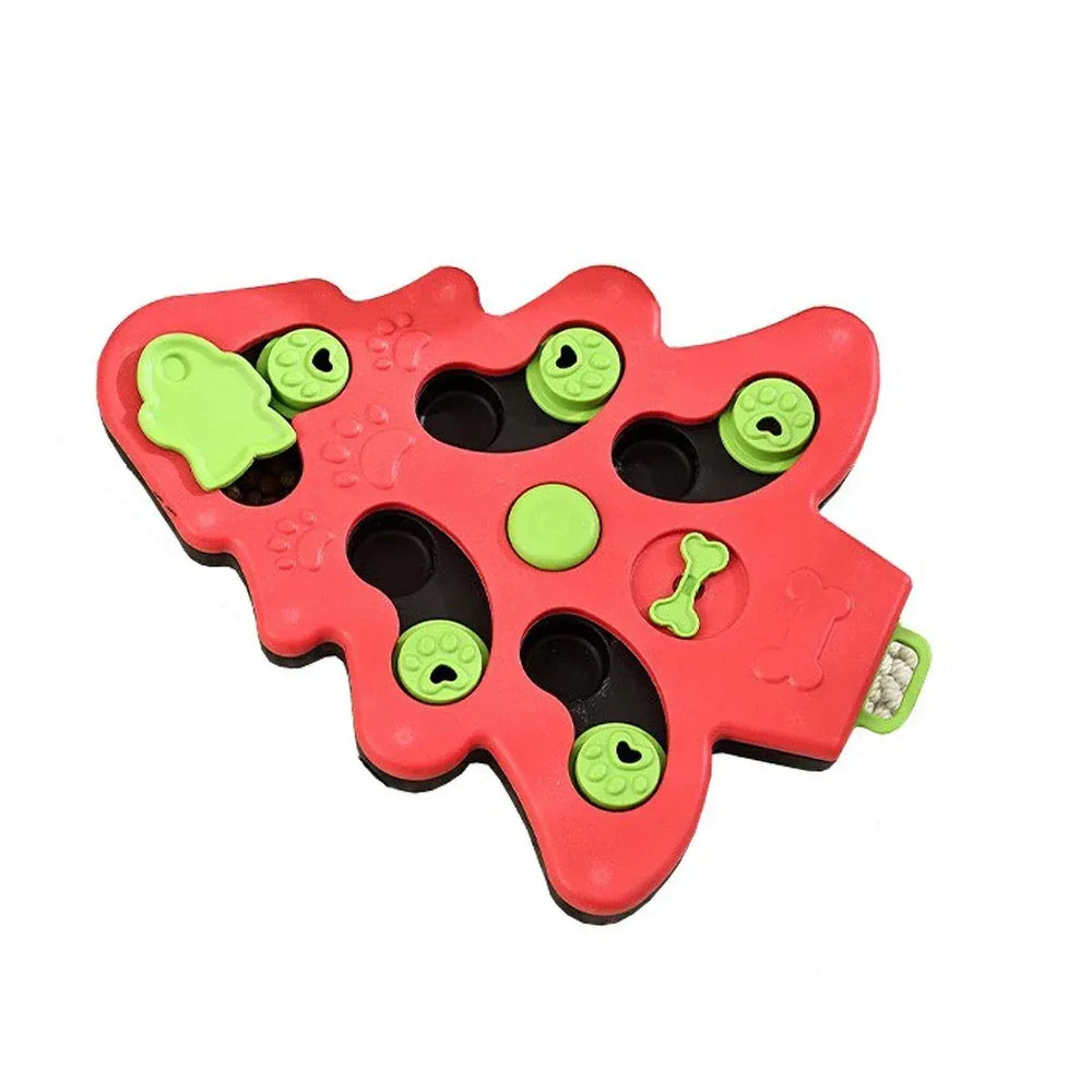 Rotating Bone & Sliding Module Pet Puzzle Toy | Anti-Slip Base | Mental Stimulation for Cats & Dogs | Interactive Green & Red Game